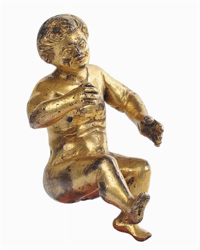 Figura in Bronzo Cesellato e Dorato Raffigurante Romolo o Remo, Toscana XVI Secolo (siena?)