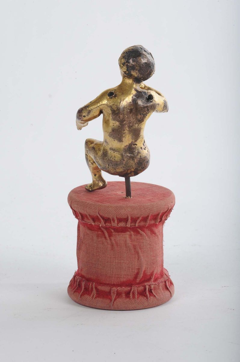 Figura in Bronzo Cesellato e Dorato Raffigurante Romolo o Remo, Toscana XVI Secolo (siena?)