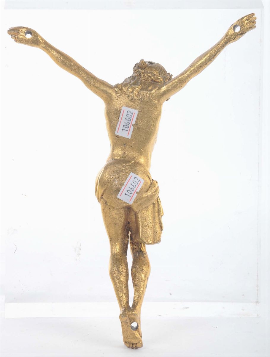 Cristo Morto in Bronzo Fuso, Cesellato e Dorato, Germania o Francia XVIII-XIX Secolo