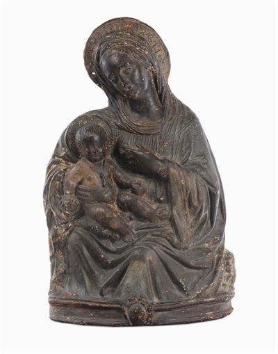 Altorilievo in Stucco e Cartapesta Raffigurante Madonna del Latte, Scuola Toscana del XVIII Secol...