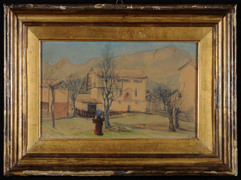 Silvio Allason (1843-1912) Paesaggio con figure  - Asta Dipinti del XIX e XX secolo - Cambi Casa d'Aste