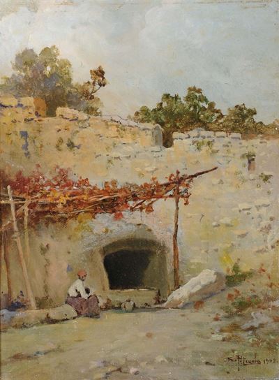 Salvatore Petruolo (1857-1946)pergolato, 1908