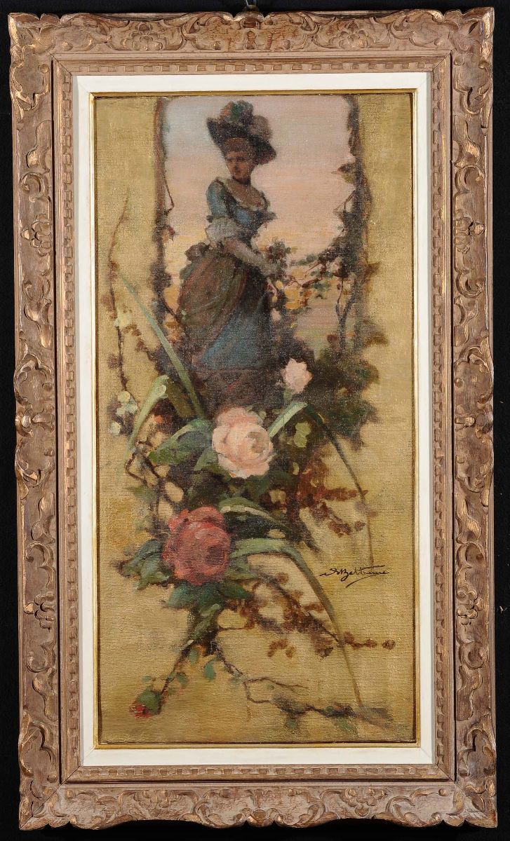 Achille Beltrame (1871-1945)signora tra i Fiori