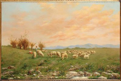 Ciro Punzo (1850-1925)gregge al Pascolo
