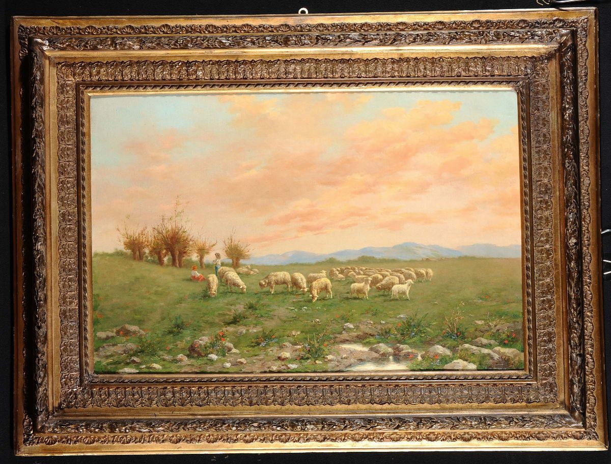 Ciro Punzo (1850-1925)gregge al Pascolo