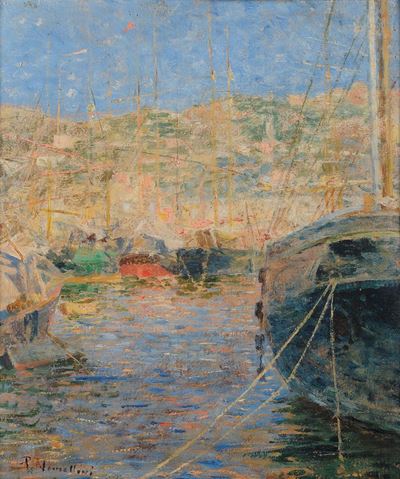 Plinio Nomellini (1866-1943)veduta di Porto