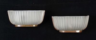 Coppia di Appliques in Metallo e Vetro