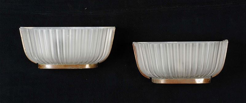 Coppia di appliques in metallo e vetro  - Asta Antiquariato e Dipinti Antichi - Cambi Casa d'Aste