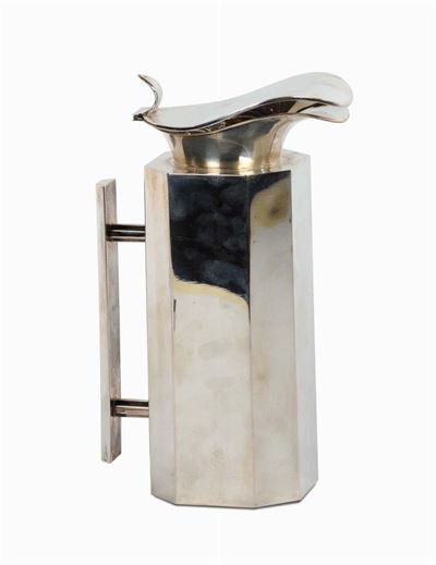 Brocca Thermos in Argento con Corpo Sfaccettato, Marchio Argenteria I.n.a. Guerci, Italia XX Seco...