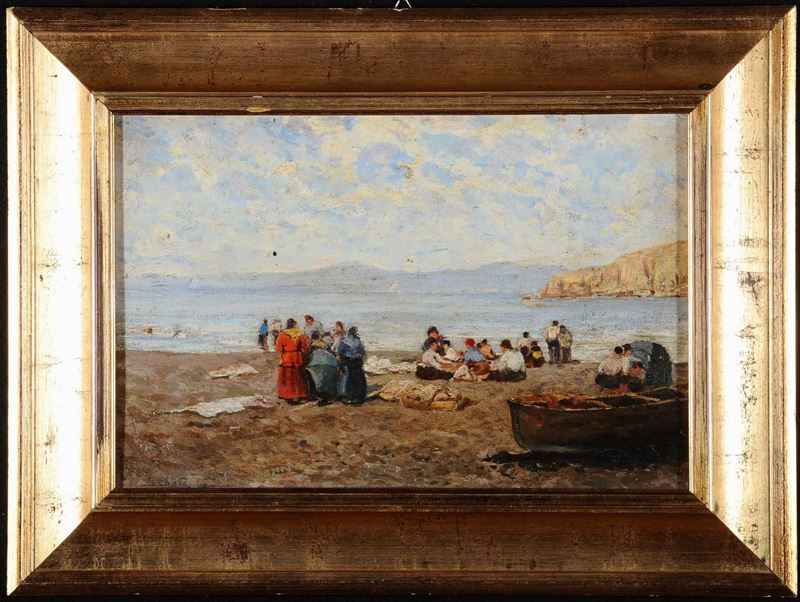 Costa Marina con figure  - Asta Antiquariato e Dipinti Antichi - Cambi Casa d'Aste