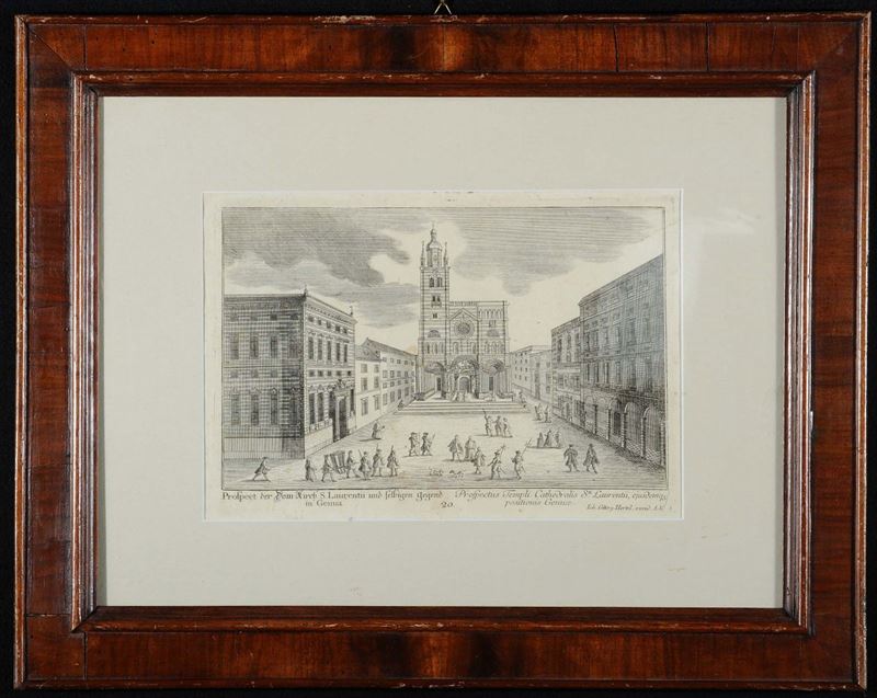 Incisione con veduta di San Lorenzo, XVII secolo  - Auction Antique and Old Masters - Cambi Casa d'Aste