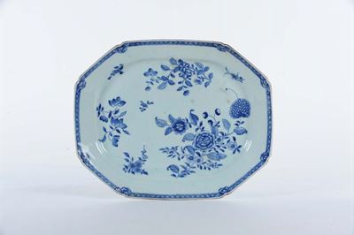 Vassoio Ottagonale in Porcellana, Cina Fine XVIII Secolo