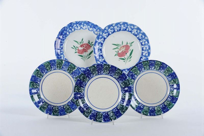 Lotto di cinque piatti in ceramica, Mondovi  - Auction Antique and Old Masters - Cambi Casa d'Aste