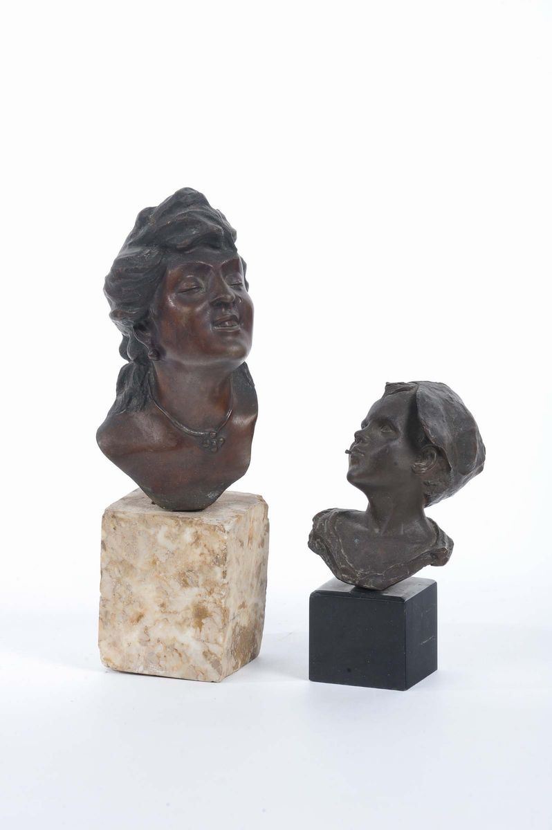 Due piccoli busti in antimonio  - Asta Antiquariato e Dipinti Antichi - Cambi Casa d'Aste