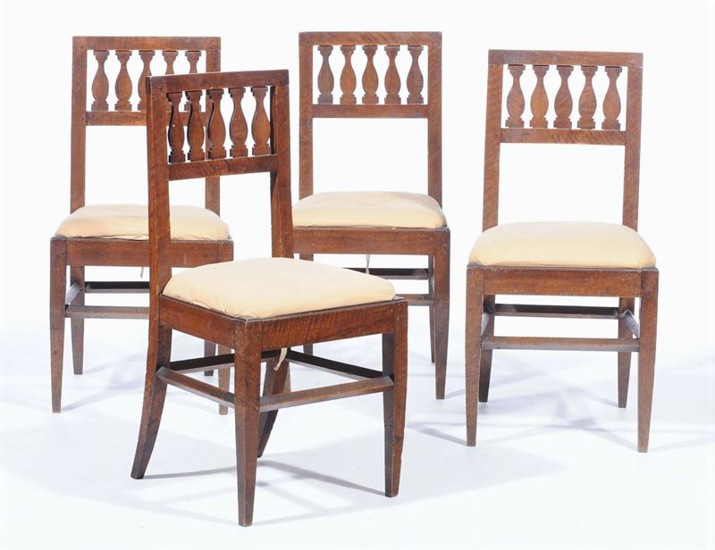 Cinque sedie Direttorio con schienale a stecche  - Auction OnLine Auction 09-2012 - Cambi Casa d'Aste