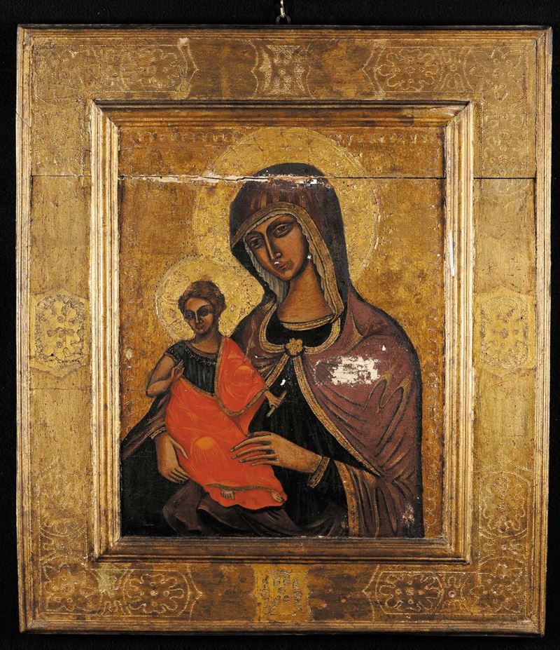 Scuola Dalmato Cretese Madonna con Bambino  - Asta Antiquariato e Dipinti Antichi - Cambi Casa d'Aste