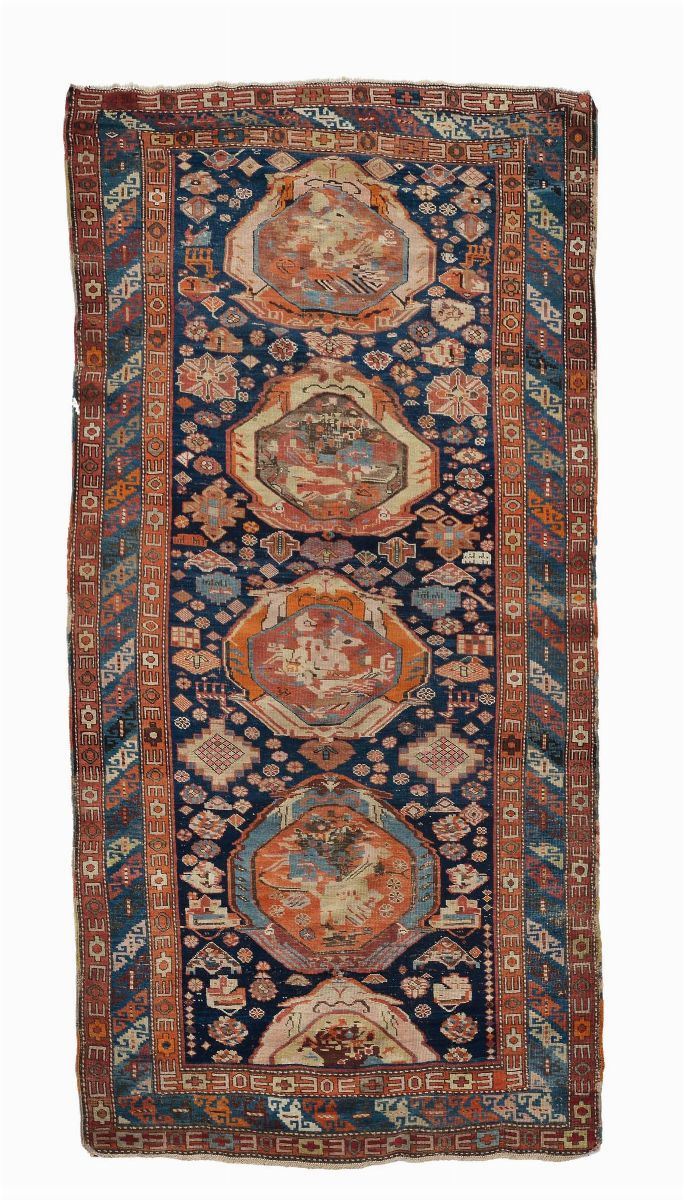 A caucasian long rug late 19th century.Datated pile evenly lower.  - Auction Ancient Carpets - Cambi Casa d'Aste