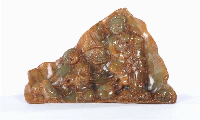 Gruppo in pietra dura, Cina XX secolo  - Asta Antiquariato e Dipinti Antichi - II - Cambi Casa d'Aste