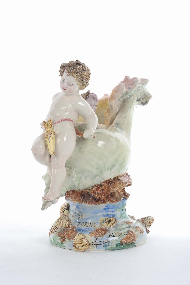 Conchiglia con Putto in Ceramica, Giovanni Pardi