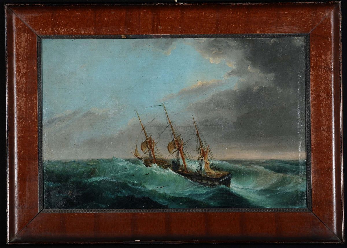Anonimo del XIX Secoloveliero in Mare Mosso