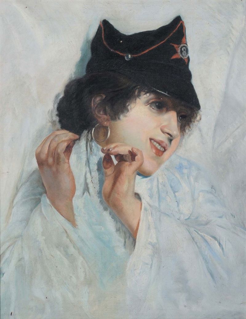 Anonimo del XIX secolo Ritratto femminile  - Asta Dipinti del XIX e XX secolo - Cambi Casa d'Aste
