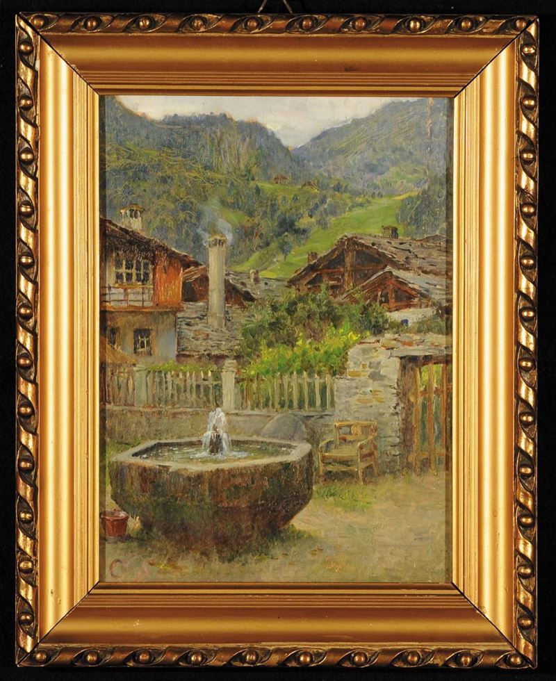 Cesare Saccaggi (1868-1934) Fontana  - Asta Dipinti del XIX e XX secolo - Cambi Casa d'Aste