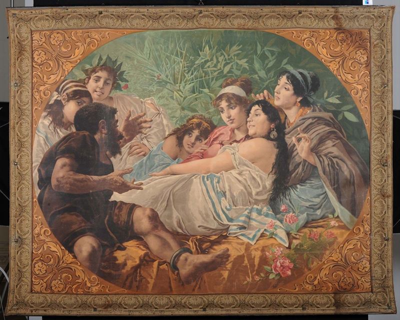 Tela dipinta raffigurante personaggi  - Asta Antiquariato e Dipinti Antichi - Cambi Casa d'Aste