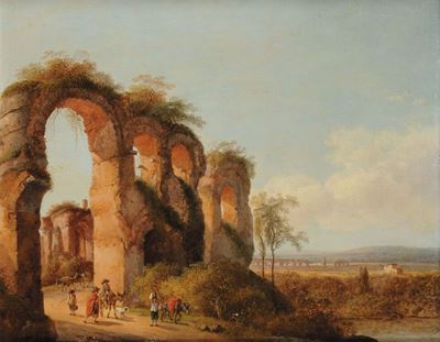 Johann Christian Klengel (1751-1824)veduta di Ruderi con Figure