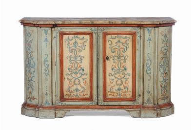 Credenza in Legno Dipinto a Finto Marmo, Italia Centrale XVIII Secolo