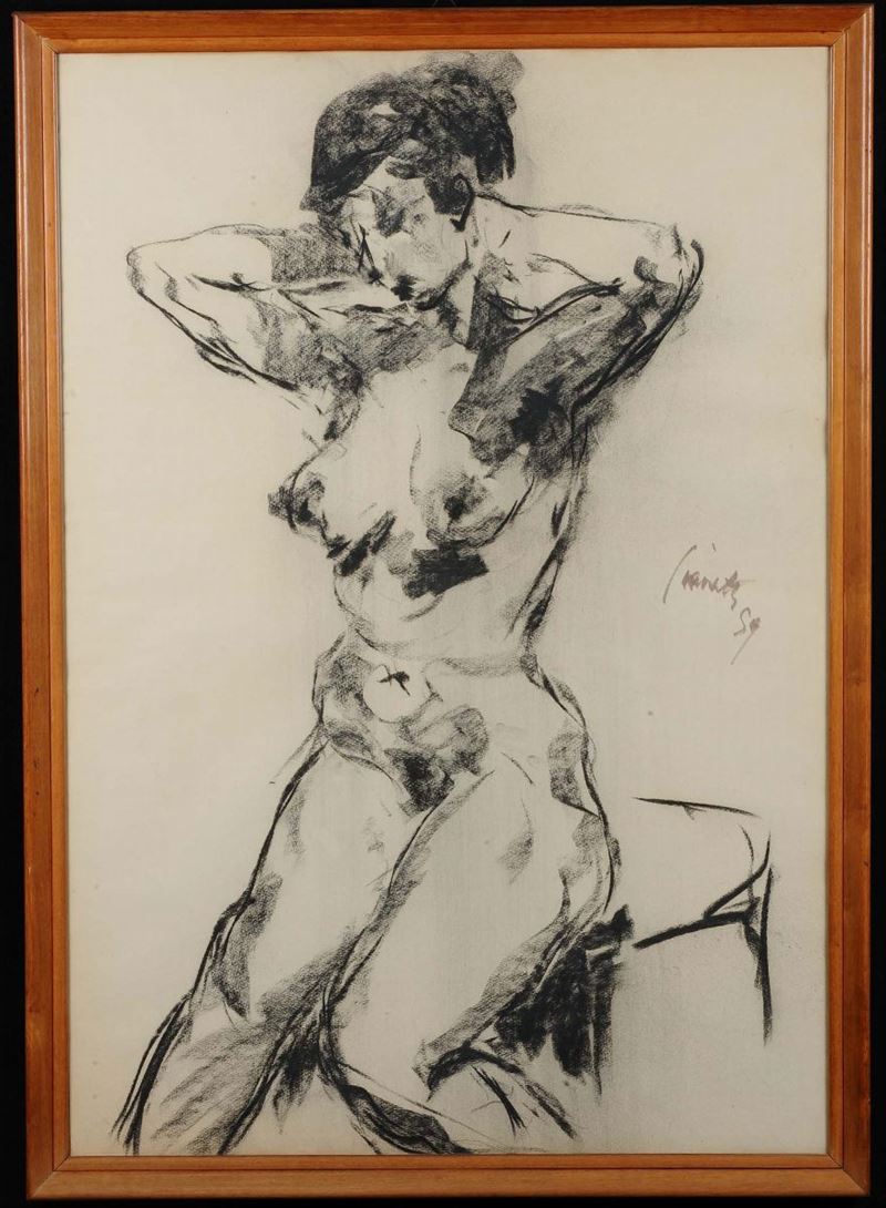 Anonimo del XX secolo Nudo femminile, 1959  - Asta Asta OnLine 10-2012 - Cambi Casa d'Aste
