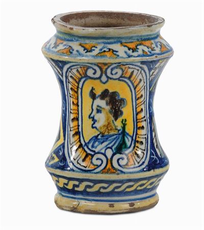 Albarello in Maiolica, Palermo Ambito di Filippo Passalacqua,fine XVII Secolo