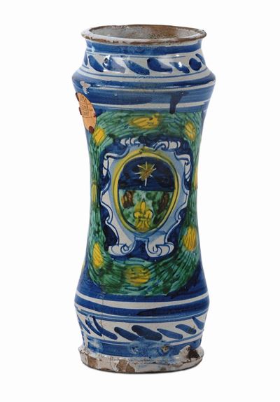 Albarello in Maiolica, Trapani Fine XVII Secolo