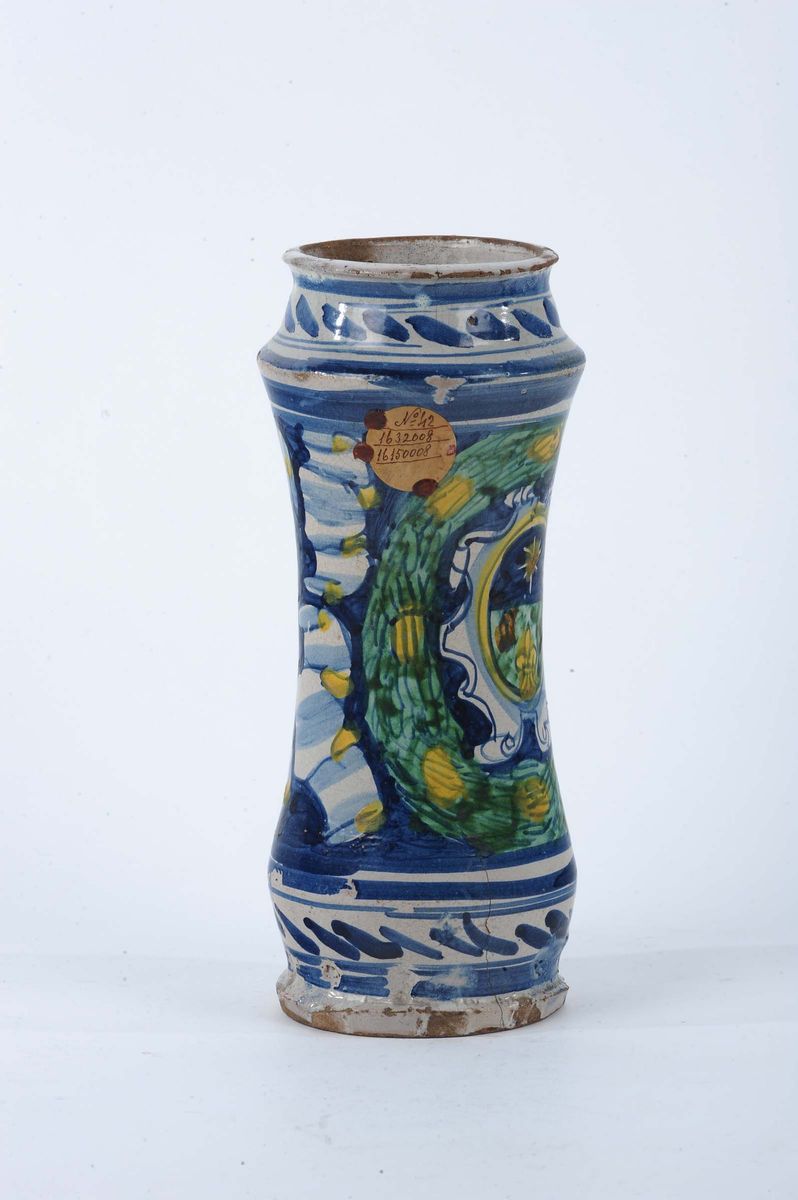 Albarello in Maiolica, Trapani Fine XVII Secolo