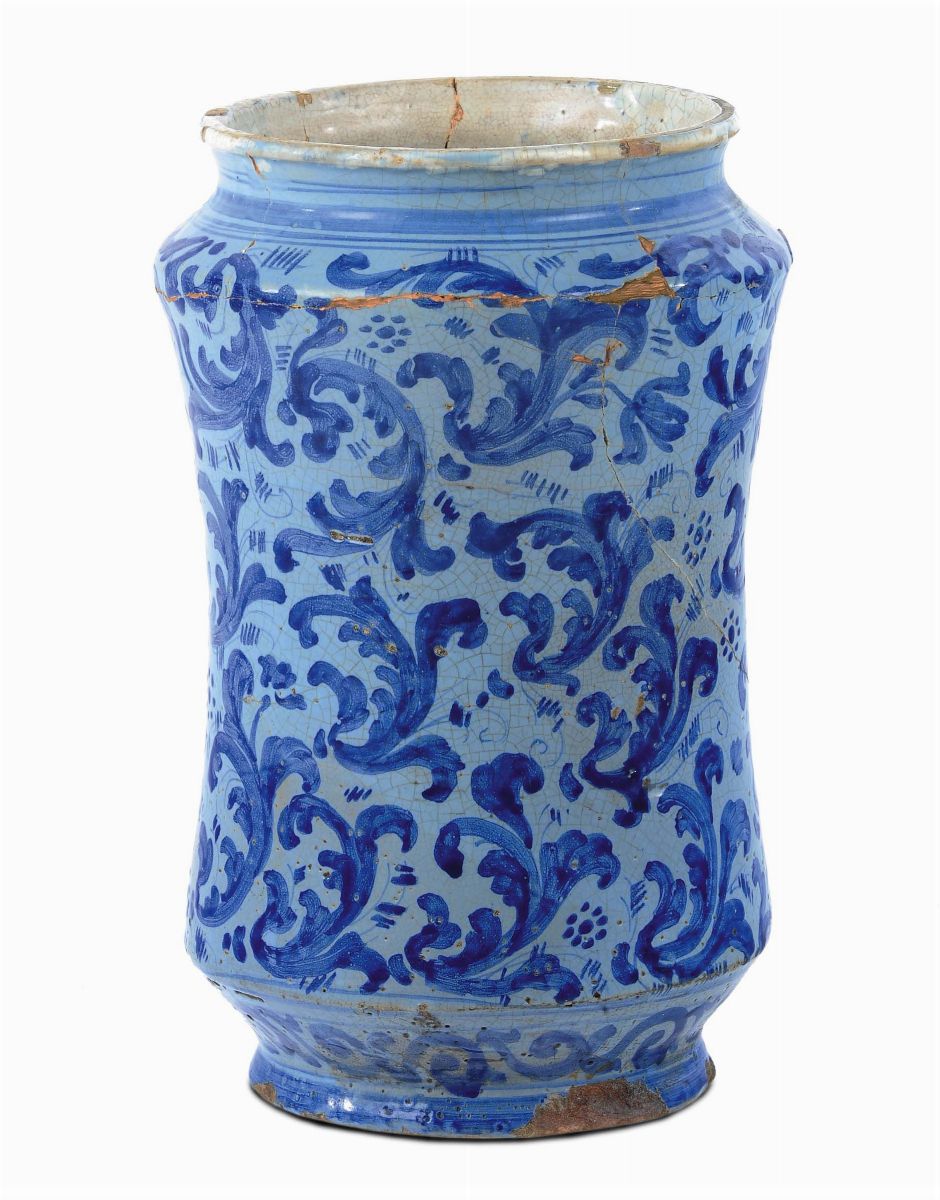 Lotto di Due Albarelli Berrettini in Maiolica, Caltagirone XVIII Secolo