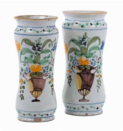 Coppia di Albarelli in Maiolica, Palermo Malvica XVIII Secolo