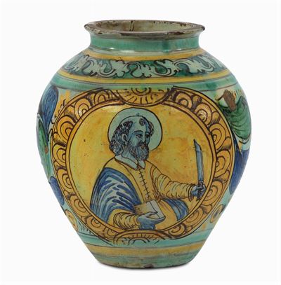 Bombola in Maiolica, Sicilia Burgio XVII Secolo