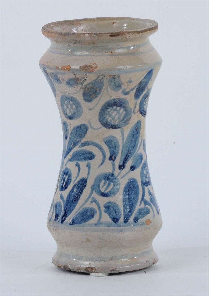 Albarello in Maiolica, Sciacca o Burgio XVIII Secolo