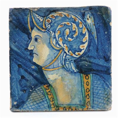 Mattonella in Maiolica, Caltagirone (?) Fine XVI Inizi XVII Secolo