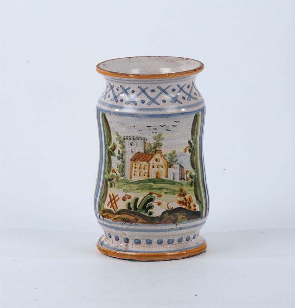 Albarello in maiolica, Italia centrale, fine XIX secolo inizio XX secolo