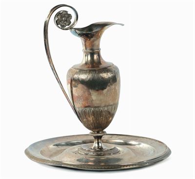 Versaoio in Argento con Sotto Piatto, Roma XIX Secolo, Argentiere Luigi Sciolet (1818-1847)