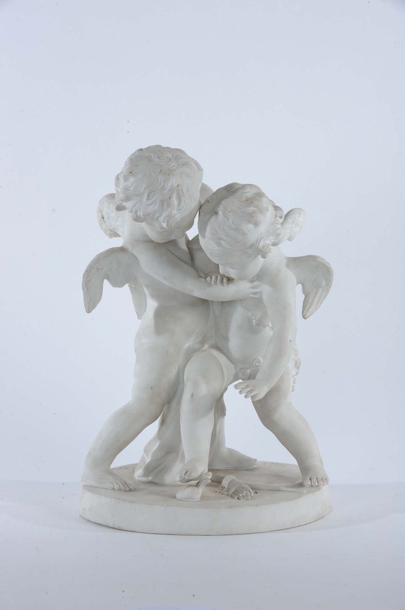 Gruppo in biscuit raffigurante Putti, firmato Falconet  - Auction Antique and Old Masters - Cambi Casa d'Aste
