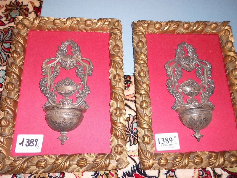 Coppia di acquasantiere in argento, XIX secolo  - Auction Antiques and Old Masters - Cambi Casa d'Aste
