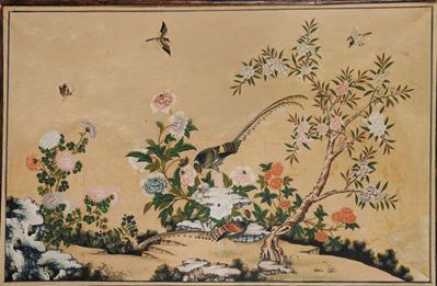 Due Pannelli Raffiguranti Uccelli, Cina, Dinastia Qing, XVIII Secolo