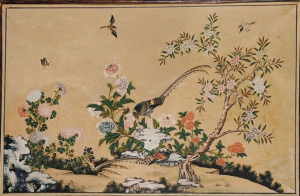 Due pannelli raffiguranti uccelli, Cina, Dinastia Qing, XVIII secolo