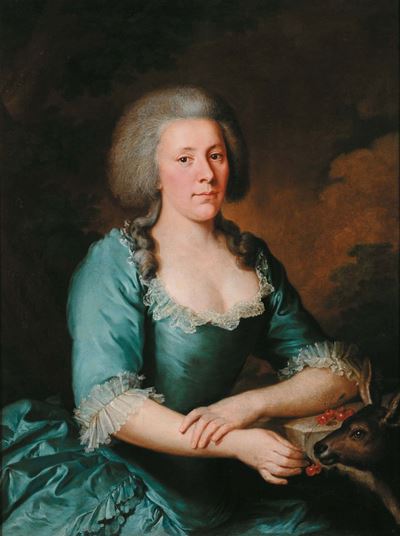 Hyacinthe Rigaud (1659-1743)ritratto di Gentildonna con Cerbiatto