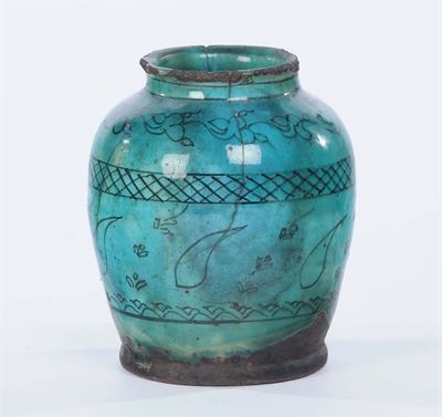 Vaso in Gres Smaltato a Fondo Blu