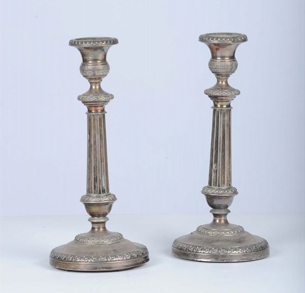 Coppia di candelieri in argento, Torino 1845