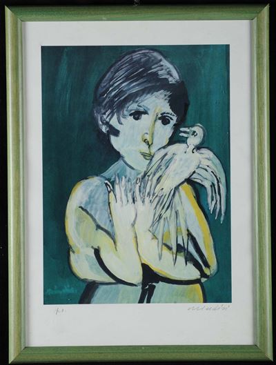 Remo Brindisi (1918-1996)ragazza con Colomba