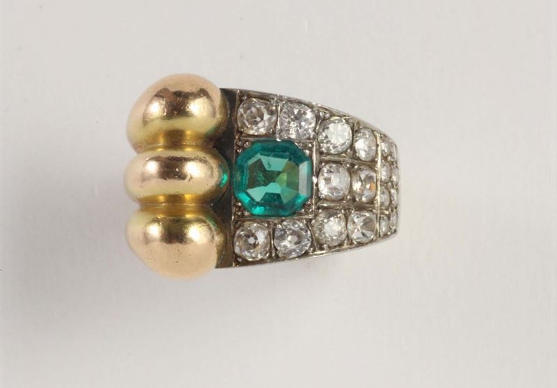 Anello con smeraldo e diamanti  - Asta Argenti e Gioielli Antichi e Contemporanei - Cambi Casa d'Aste