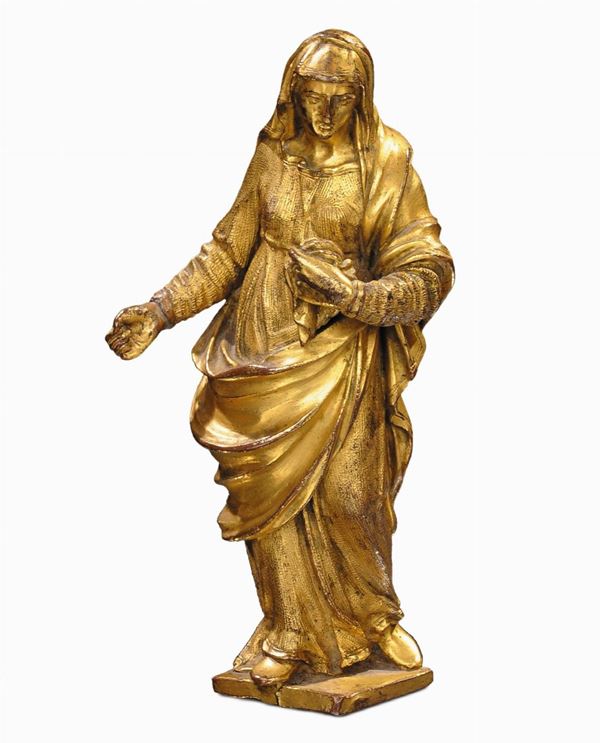 Figura in bronzo dorato raffigurante Veronica, Italia del nord XVII secolo